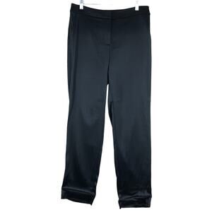 St. John Couture Womens Size 6 Liquid Satin Pants Trousers Ankle Black Silk